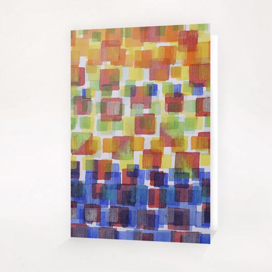  Squares on Solid Red and Blue Foundation Greeting Card & Postcard by Heidi Capitaine
