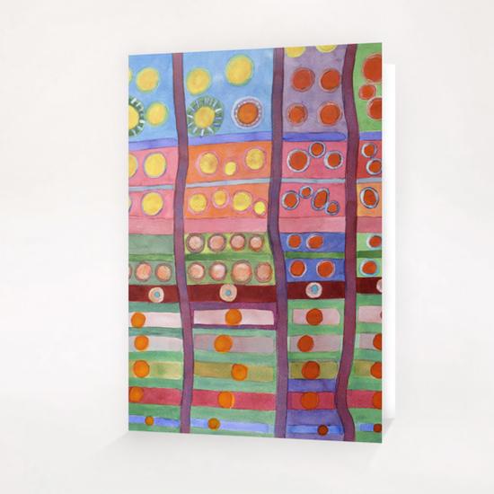Colorful Grid Pattern with Numerous Circles   Greeting Card & Postcard by Heidi Capitaine