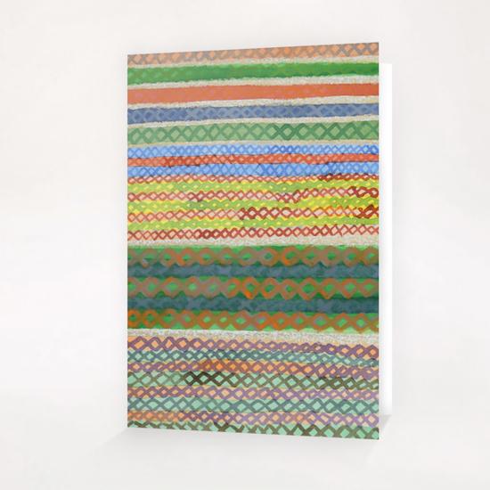 Colorful Stiches on Horizontal Colorful Stripes Greeting Card & Postcard by Heidi Capitaine