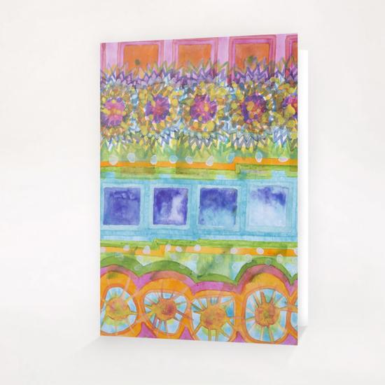 Square and Flower Lines Pattern Greeting Card & Postcard by Heidi Capitaine