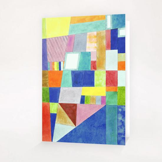 Colorful Abstract with Slantings and Windows  Greeting Card & Postcard by Heidi Capitaine
