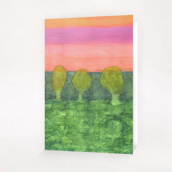 Trees, Green and Evening Sky Greeting Card & Postcard by Heidi Capitaine