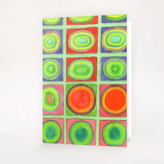 Green Grid filled with Circles and intense Colors  Greeting Card & Postcard by Heidi Capitaine