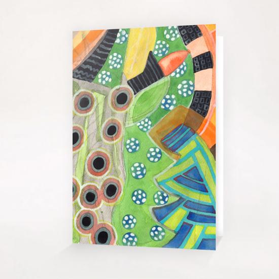 Curves and Patterns with Red Light Bulb  Greeting Card & Postcard by Heidi Capitaine
