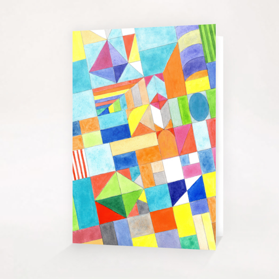 Playful Colorful Architectural Pattern  Greeting Card & Postcard by Heidi Capitaine