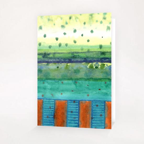 Orange Posts with Landscape  Greeting Card & Postcard by Heidi Capitaine