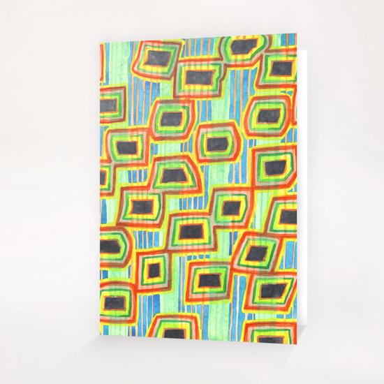 Connected Rectangle Shapes with Vertical Stripes Pattern  Greeting Card & Postcard by Heidi Capitaine