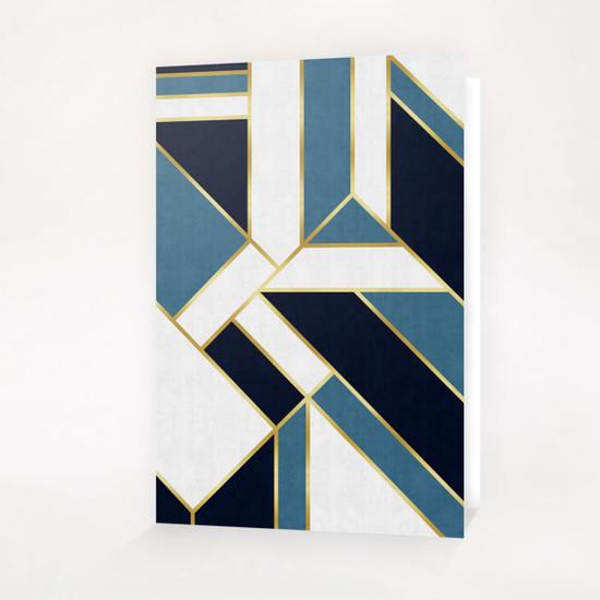 Blue and gold modern art Greeting Card & Postcard by Vitor Costa