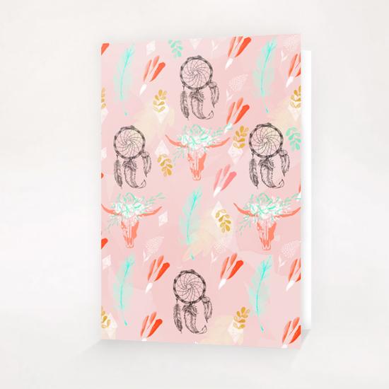 Bohemian pink pattern Greeting Card & Postcard by mmartabc