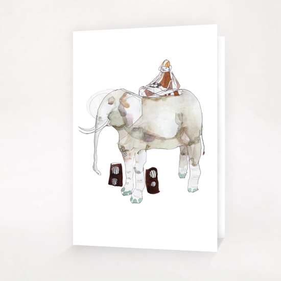 Elephant with a Boy Greeting Card & Postcard by electrobudista