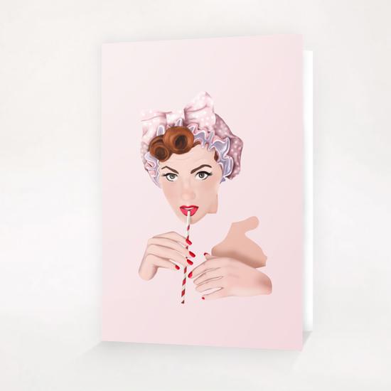 Girl pin up pink Greeting Card & Postcard by mmartabc