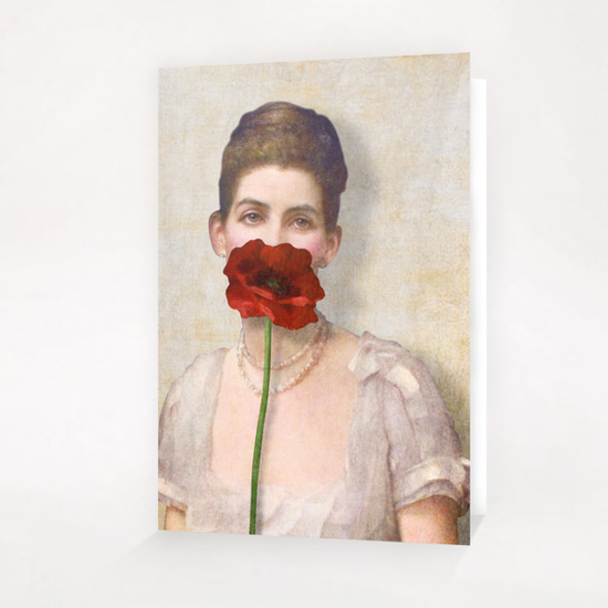 Girl with Red Poppy Flower Greeting Card & Postcard by DVerissimo