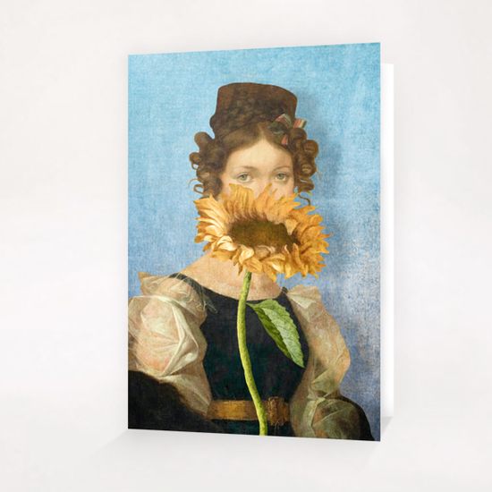 Girl with Sunflower 1 Greeting Card & Postcard by DVerissimo