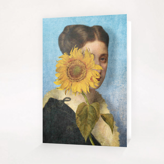 Girl with Sunflower 2 Greeting Card & Postcard by DVerissimo