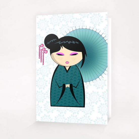 Blue umbrella Greeting Card & Postcard by PIEL Design