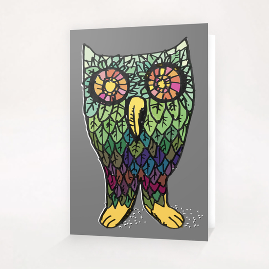 Happy Owl Greeting Card & Postcard by Yann Tobey