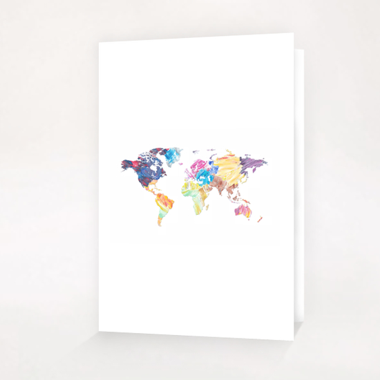 Abstract Colorful World Map Greeting Card & Postcard by Art Design Works