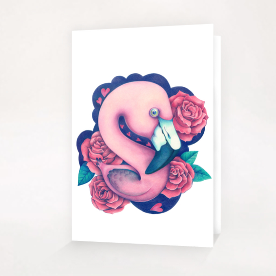 Heart Queen Flamingo Greeting Card & Postcard by Anna Cannuzz Canavesi