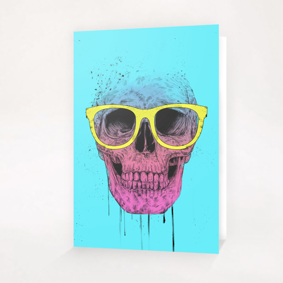 Pop art skull with glasses Greeting Card & Postcard by Balazs Solti