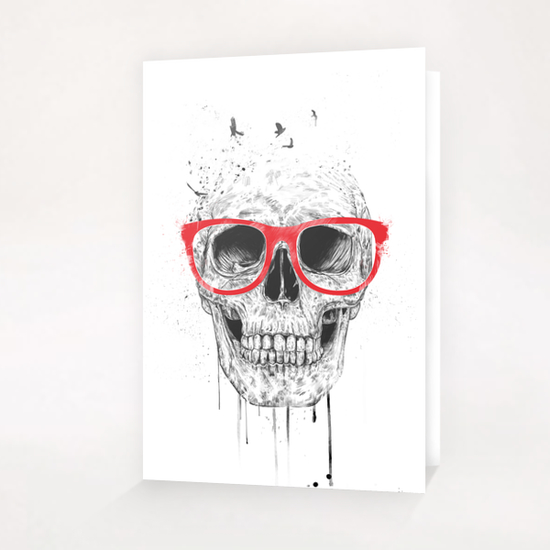 Skull with red glasses Greeting Card & Postcard by Balazs Solti