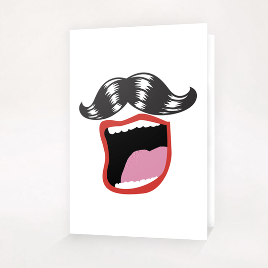 Moustache Mouth Greeting Card & Postcard by Alex Xela