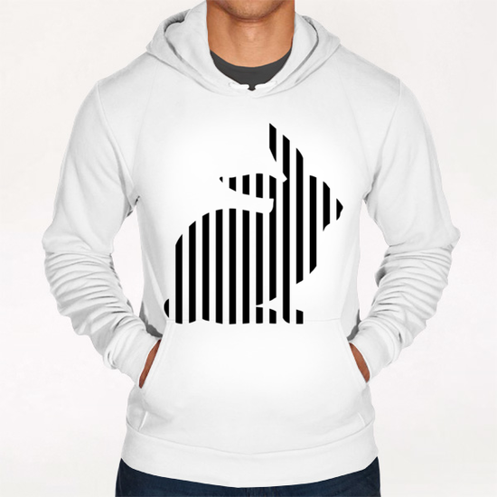 Rabbit Silhouette on Stripes Hoodie by Divotomezove
