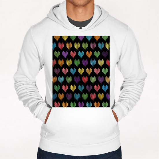 Colorful Knitted Hearts X 0.4 Hoodie by Amir Faysal