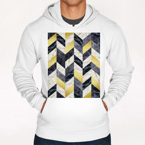 Chevron geometric marble and gold Hoodie by Vitor Costa