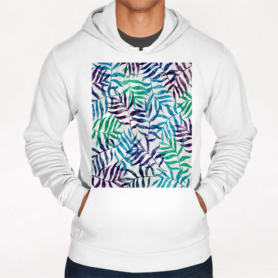 Watercolor Tropical Palm Leaves X 0.2 Hoodie by Amir Faysal