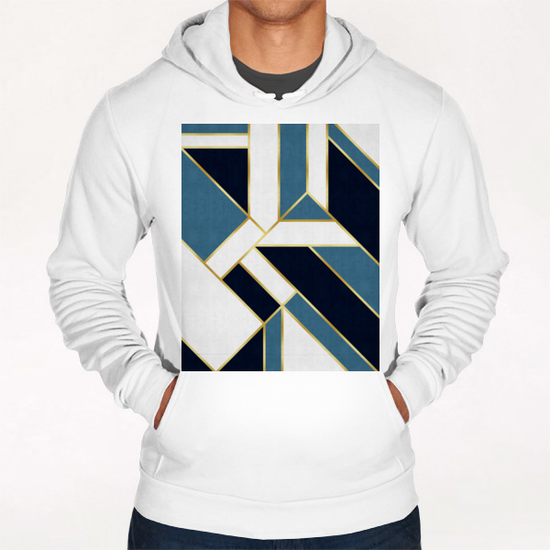Blue and gold modern art Hoodie by Vitor Costa