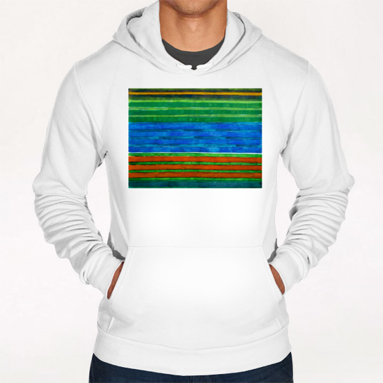 Horizontal Stripes In Red Blue Green Hoodie by Heidi Capitaine