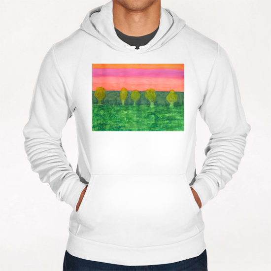 Trees, Green and Evening Sky Hoodie by Heidi Capitaine
