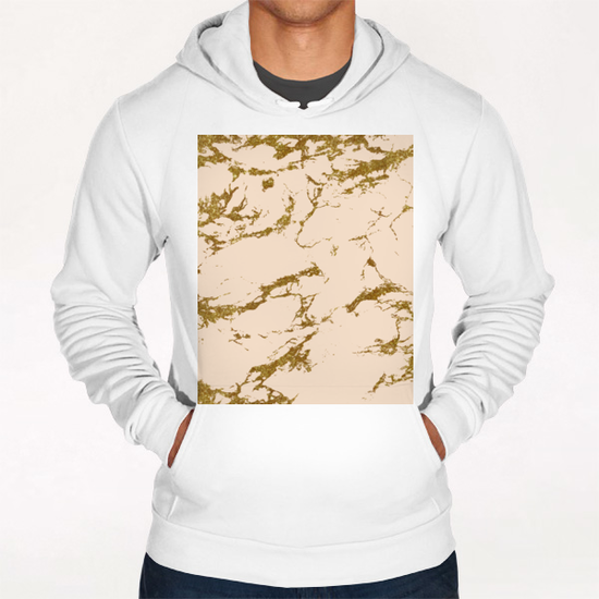 Blush & Gold Marble Hoodie by Uma Gokhale