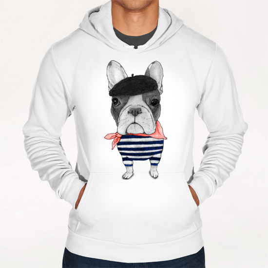 French Bulldog With Arc De Triomphe Hoodie by Barruf