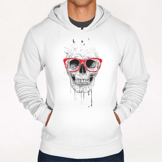 Skull with red glasses Hoodie by Balazs Solti