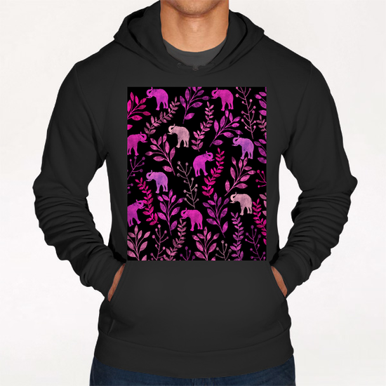 Floral and Elephant  Hoodie by Amir Faysal