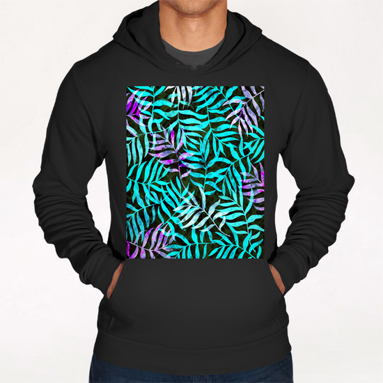 Watercolor Tropical Palm Leaves X 0.4 Hoodie by Amir Faysal