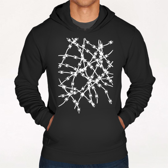 Trapped White on Black Hoodie by Emeline Tate