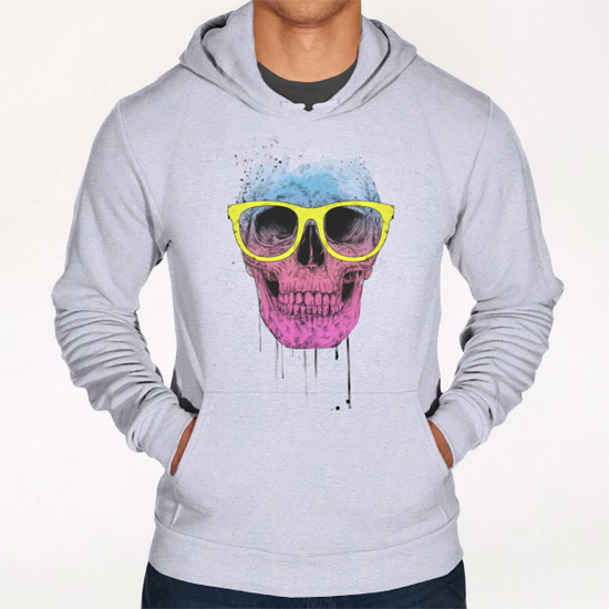 Pop art skull with glasses Hoodie by Balazs Solti