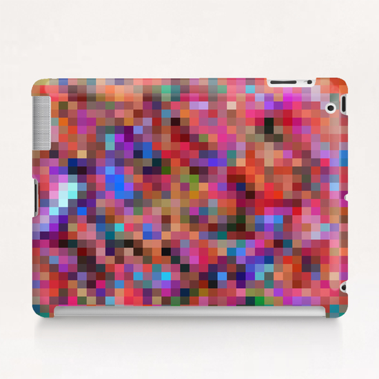 geometric square pixel pattern abstract background in pink blue orange purple Tablet Case by Timmy333