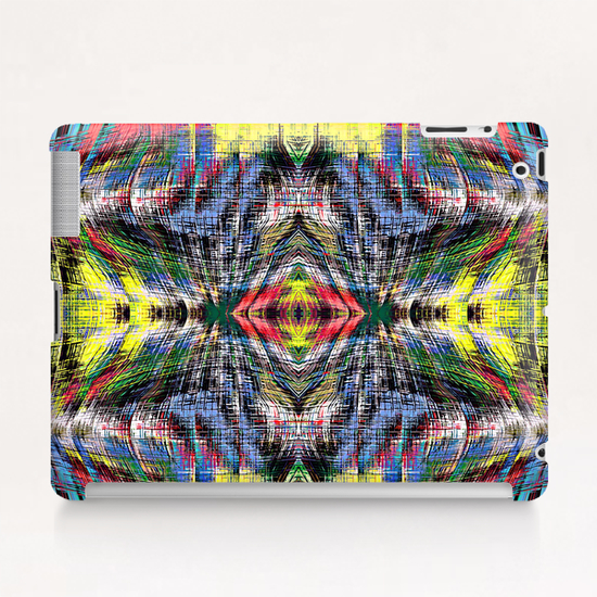geometric symmetry pattern abstract background in blue yellow green red Tablet Case by Timmy333