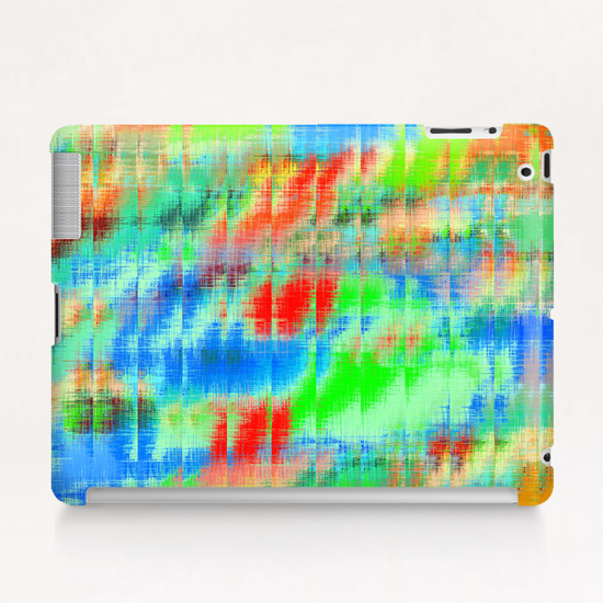 psychedelic geometric painting texture abstract background in blue green red Tablet Case by Timmy333