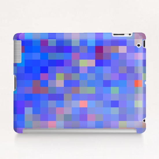 geometric square pixel pattern abstract in blue and pink Tablet Case by Timmy333