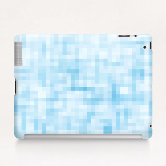 geometric square pixel pattern abstract in blue Tablet Case by Timmy333
