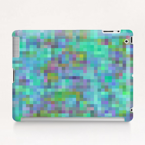 geometric square pixel pattern abstract in green blue pink Tablet Case by Timmy333