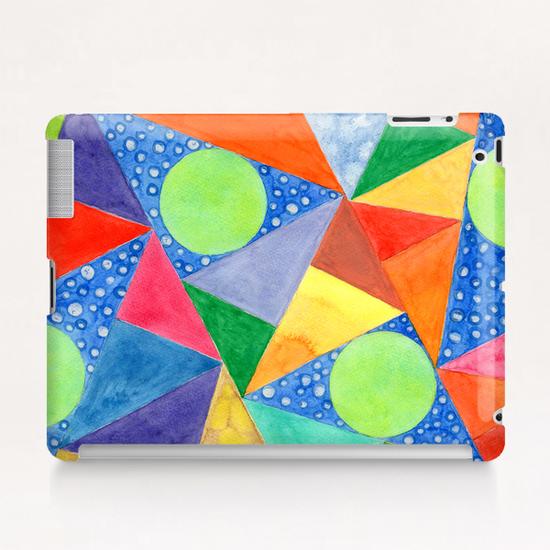 Lime Green Circles within a Cool Triangles Pattern  Tablet Case by Heidi Capitaine