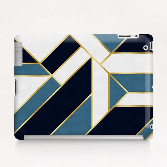 Blue and gold modern art Tablet Case by Vitor Costa