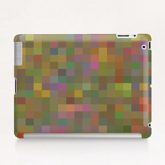 geometric square pixel pattern abstract in green pink yellow Tablet Case by Timmy333