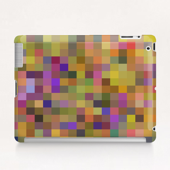 geometric square pixel pattern abstract in yellow green purple Tablet Case by Timmy333