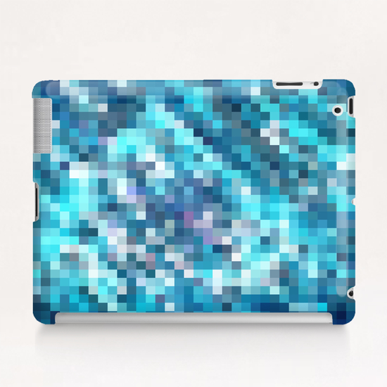 geometric square pixel pattern abstract in blue Tablet Case by Timmy333
